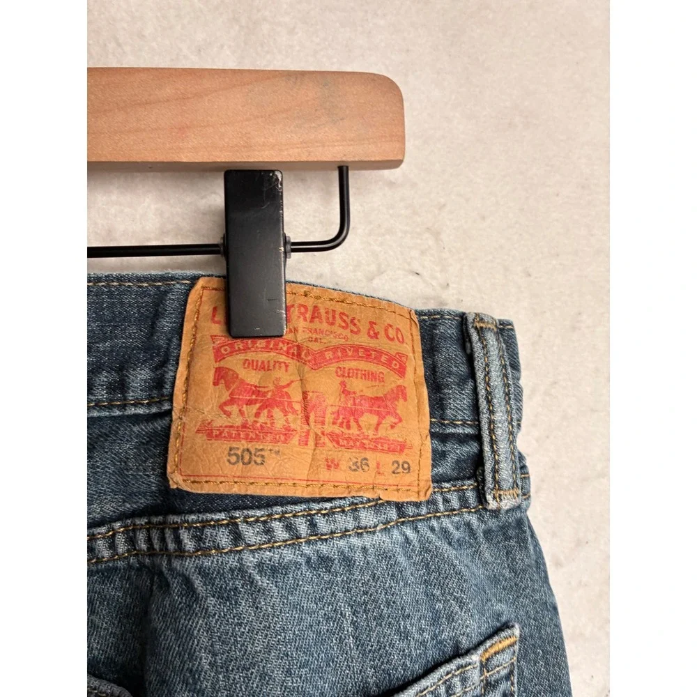 Levis 505 Regular Fit Straight Leg Blue Denim Jeans Mens W36 L29 00505-0059